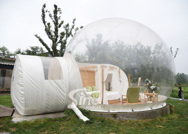 Outdoor Clear Top Resort Inflatable Lodge Bubble Hotel With Framed Small Dome N Capsule Tunnel