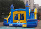 Commercial inflatable bouncy castle with double slide and removable banner